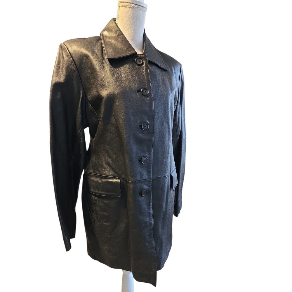 Women’s Whet Blu Black Leather Jacket Size XL motorcycle, 90s matrix style